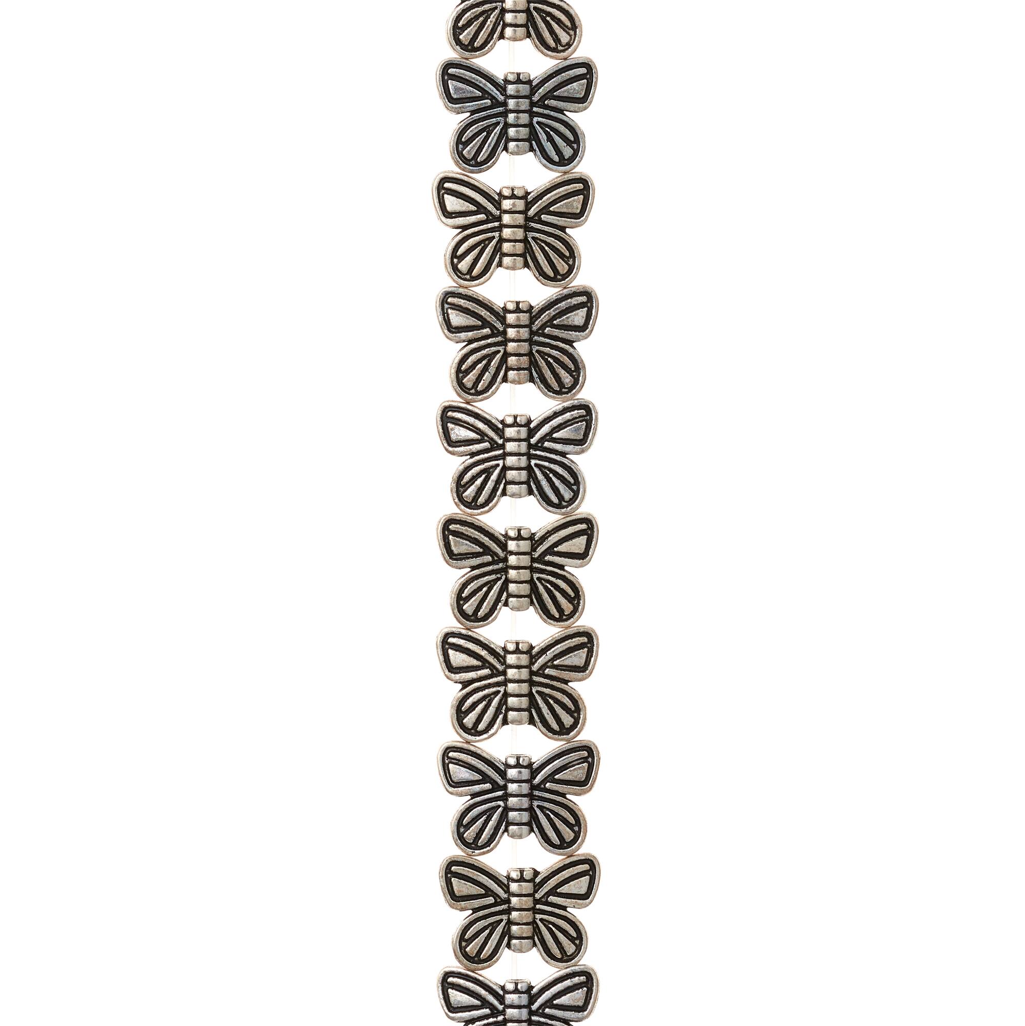 Silver Plated Metal Butterfly Beads, 14mm by Bead Landing™